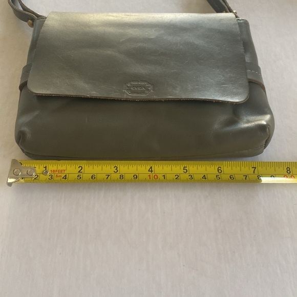 CLARE V Women’s Light Gray Leather Crossbody Bag - Picture 7 of 10